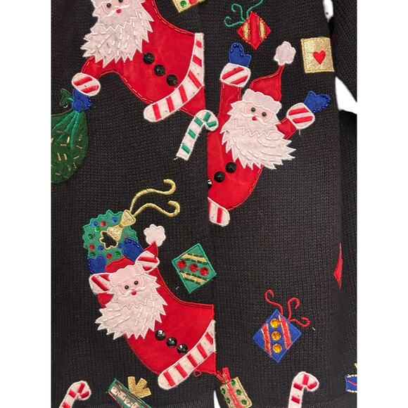 Tiara International Santa Claus Christmas Sweater 2004‎ PM Red Festive Holiday - Picture 3 of 10